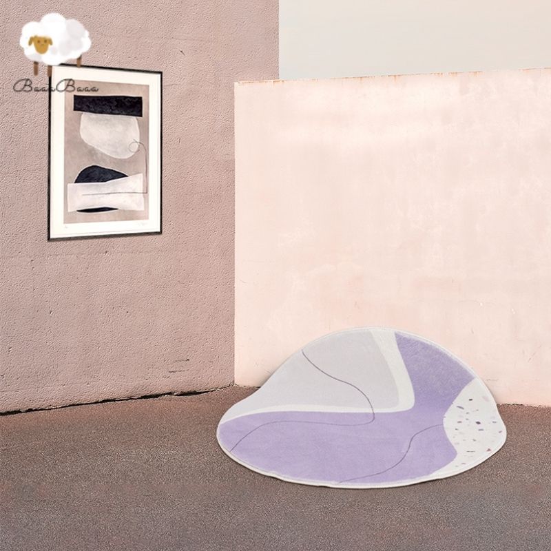 Nursery Area Round Rug Purple Art