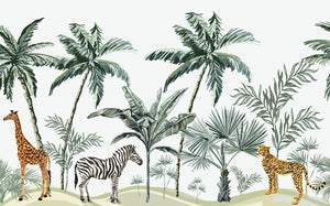 Safari Animals Horizon Painted Wallpaper Mural