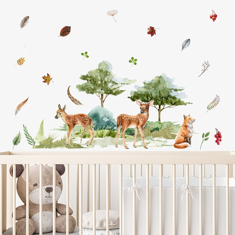 Cartoon Wall Decal Autumn Animals