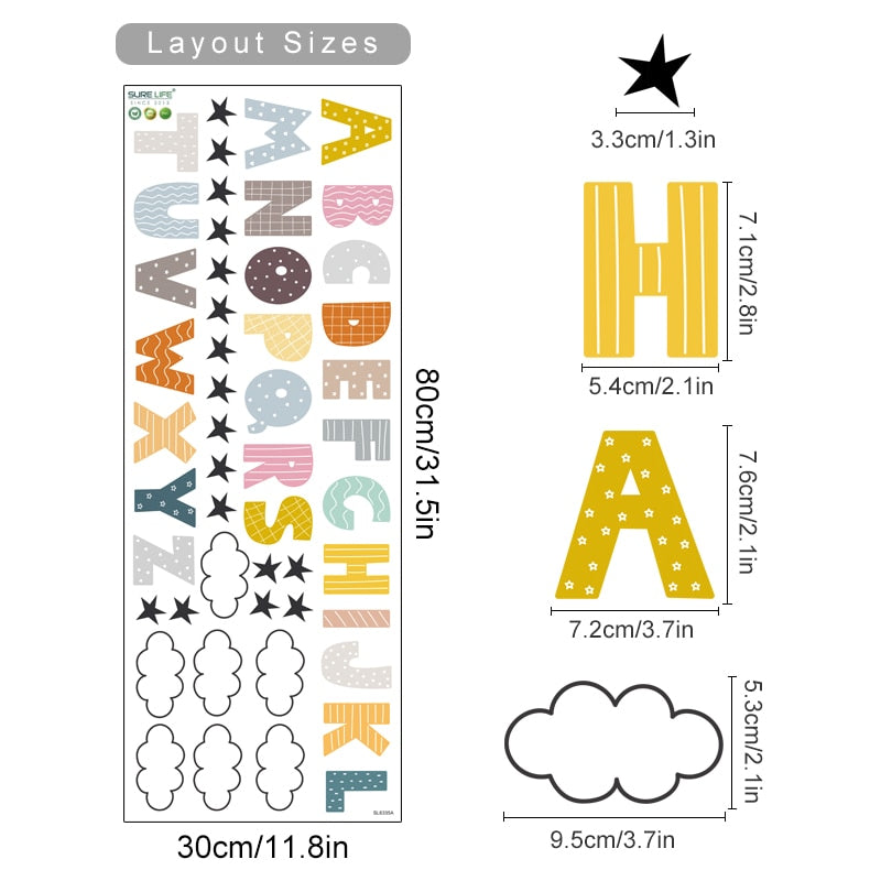 Cartoon Wall Decals 26 Cloudy Alphabet