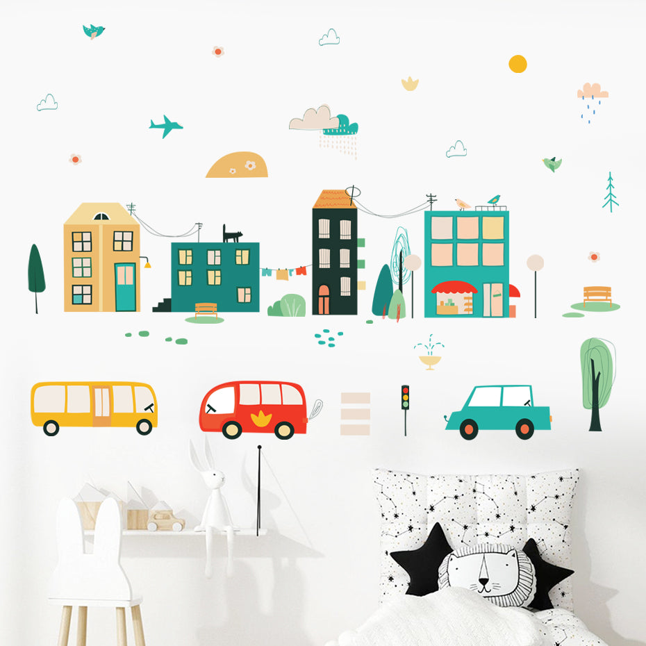 Cartoon Wall Decals City Landscape