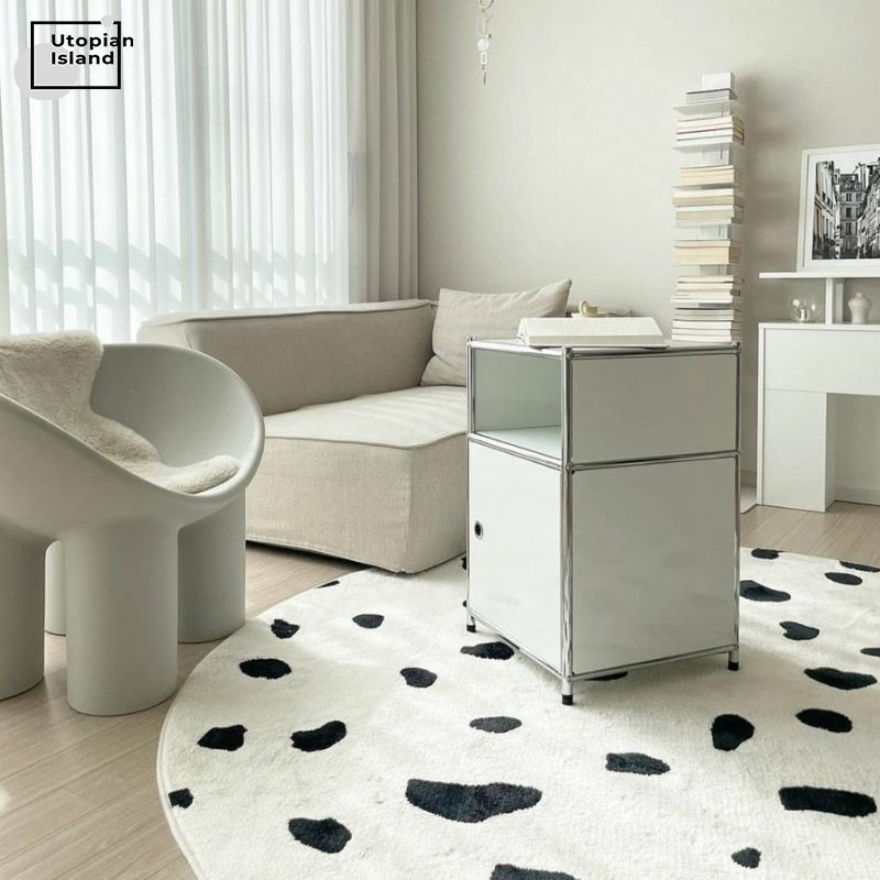 Area Round Rug Dalmatian Pattern