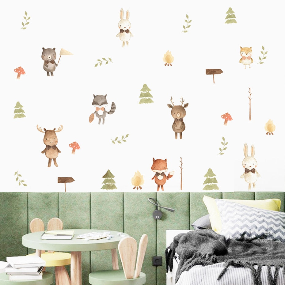 Cartoon Wall Decals Cute Forest Animals