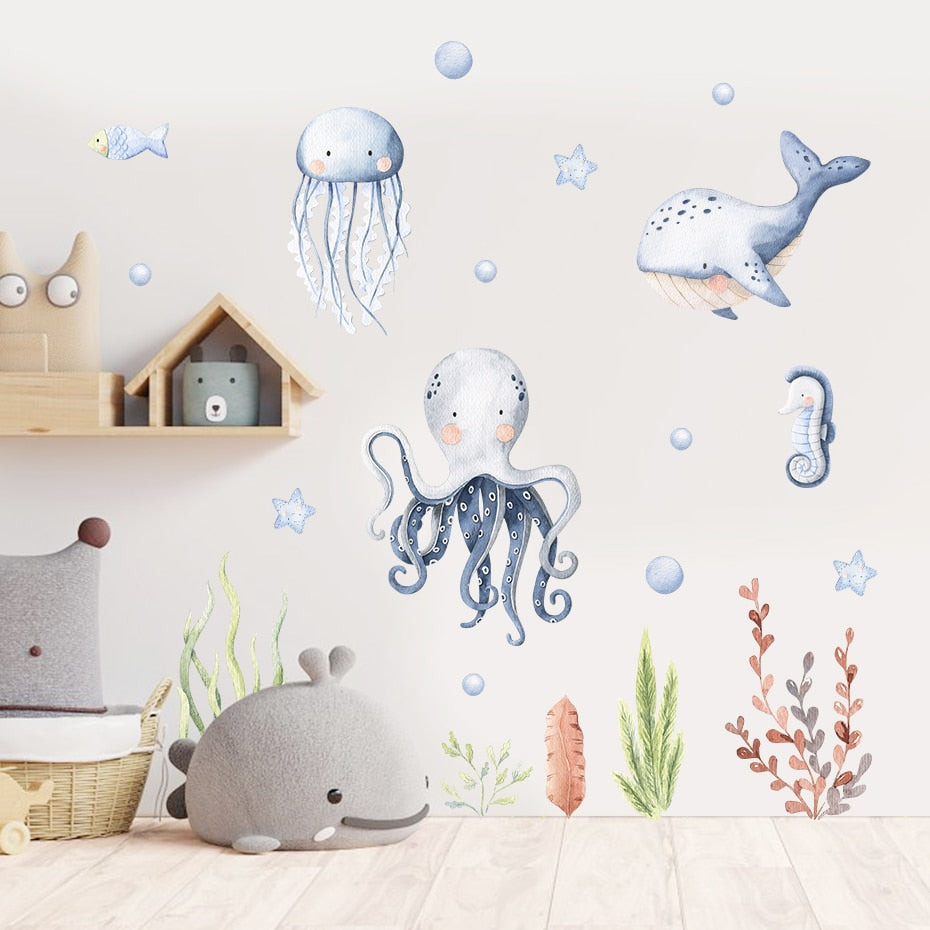Cartoon Wall Decals Cute Ocean Animal