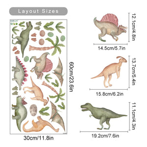 Cartoon Wall Decals Dinosaur Tropical Leaves