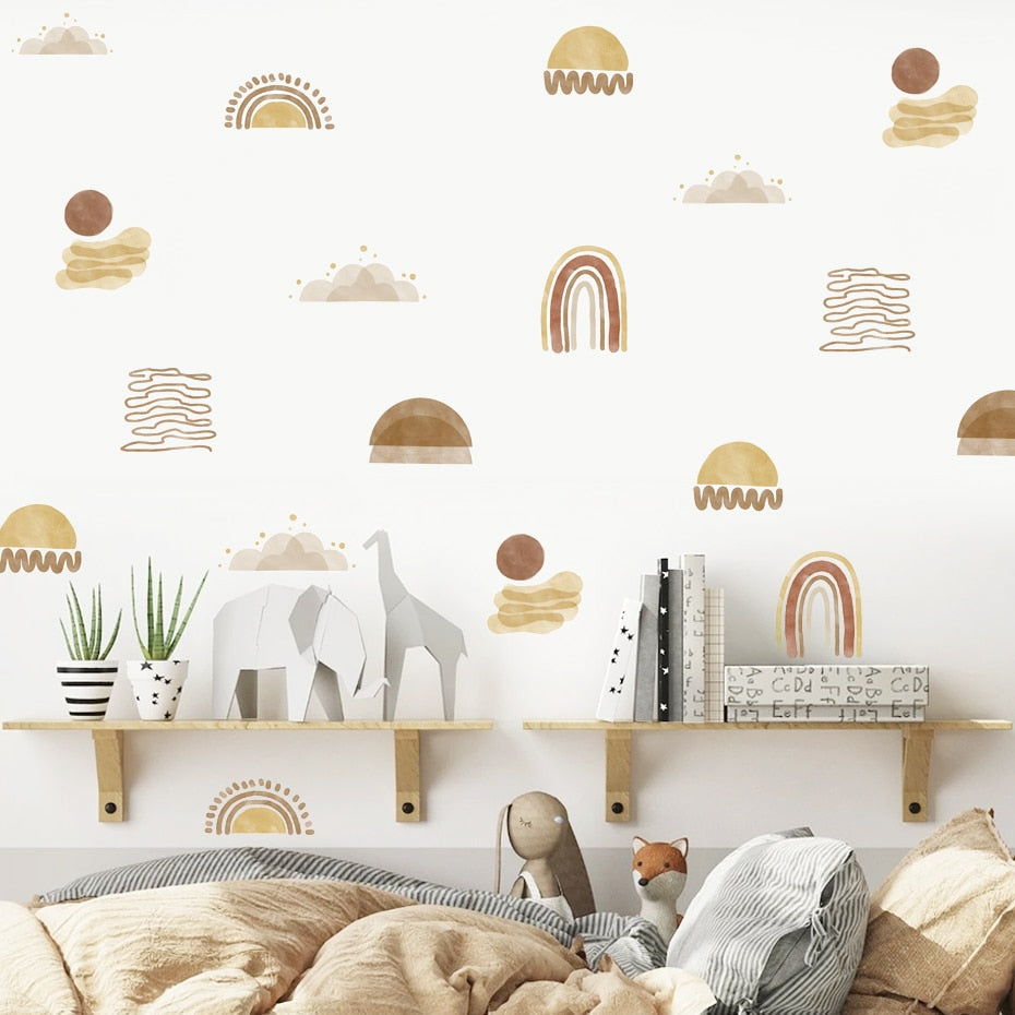 Boho Wall Decals Space Moon Sun Rainbow