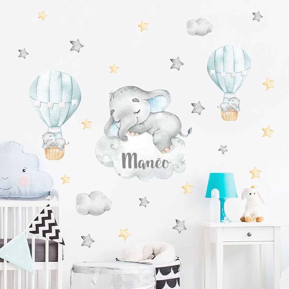 Custom Name Hot Air Balloon Wall Decals