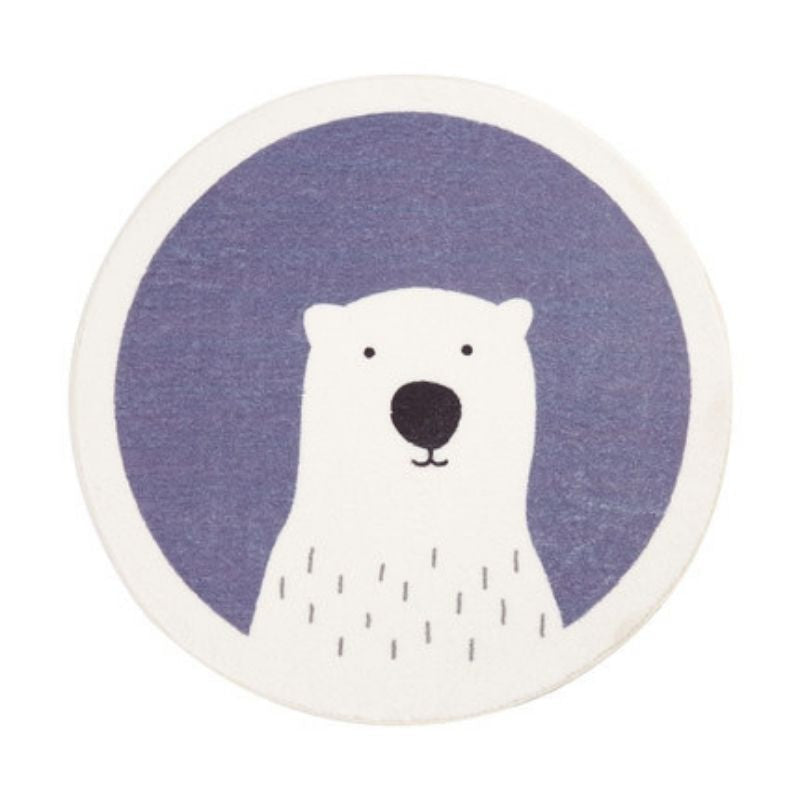 Nursery Round Area Rug Animal Portraits