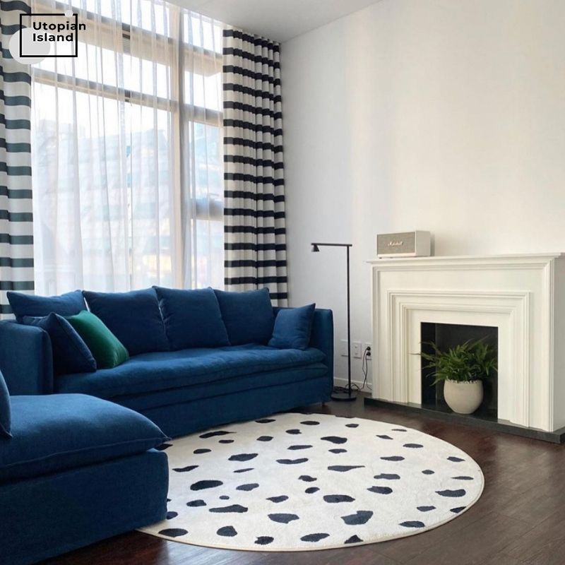 Area Round Rug Dalmatian Pattern