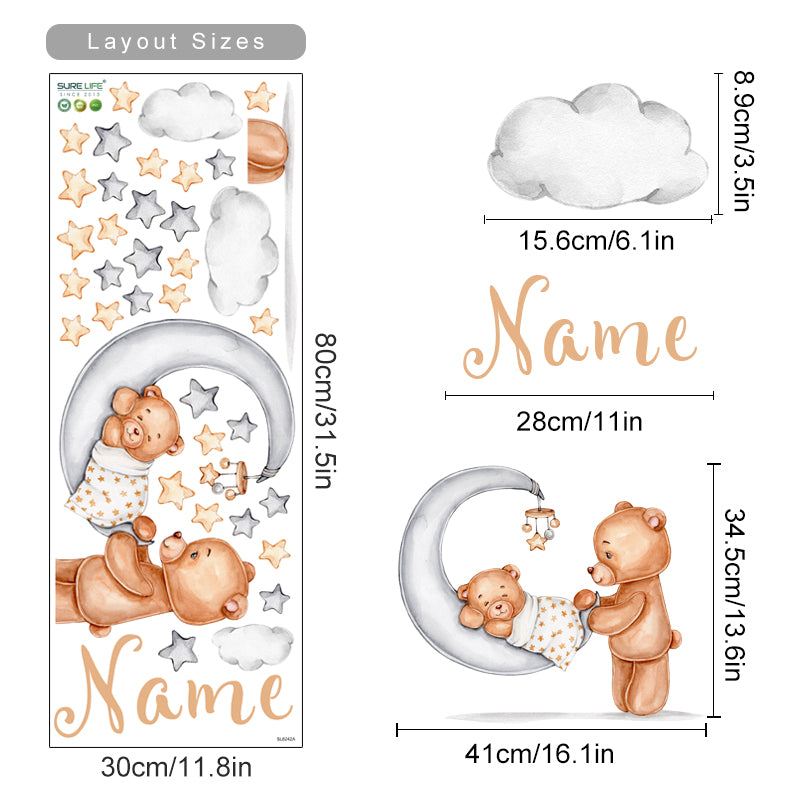 Custom Name Wall Decals Little Bear Stars