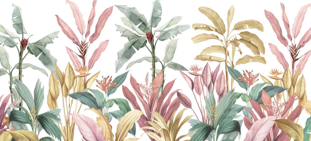 Colorful Tropical Plants Wallpaper Mural