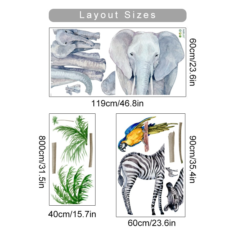 Nursery Wall Decals Large Africa AnimalsTree
