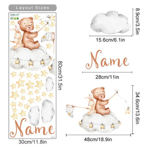 Custom Name Wall Decals Sky Cute Bears