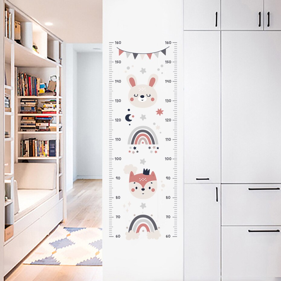 Height Measurement Wall Decals Bear Fox Rainbow