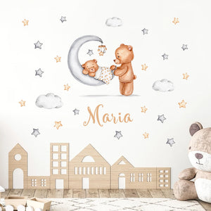 Custom Name Wall Decals Little Bear Stars