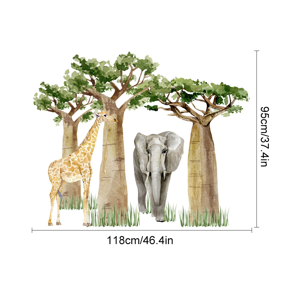 Nursery Wall Decals Large Tropical Forest Animals