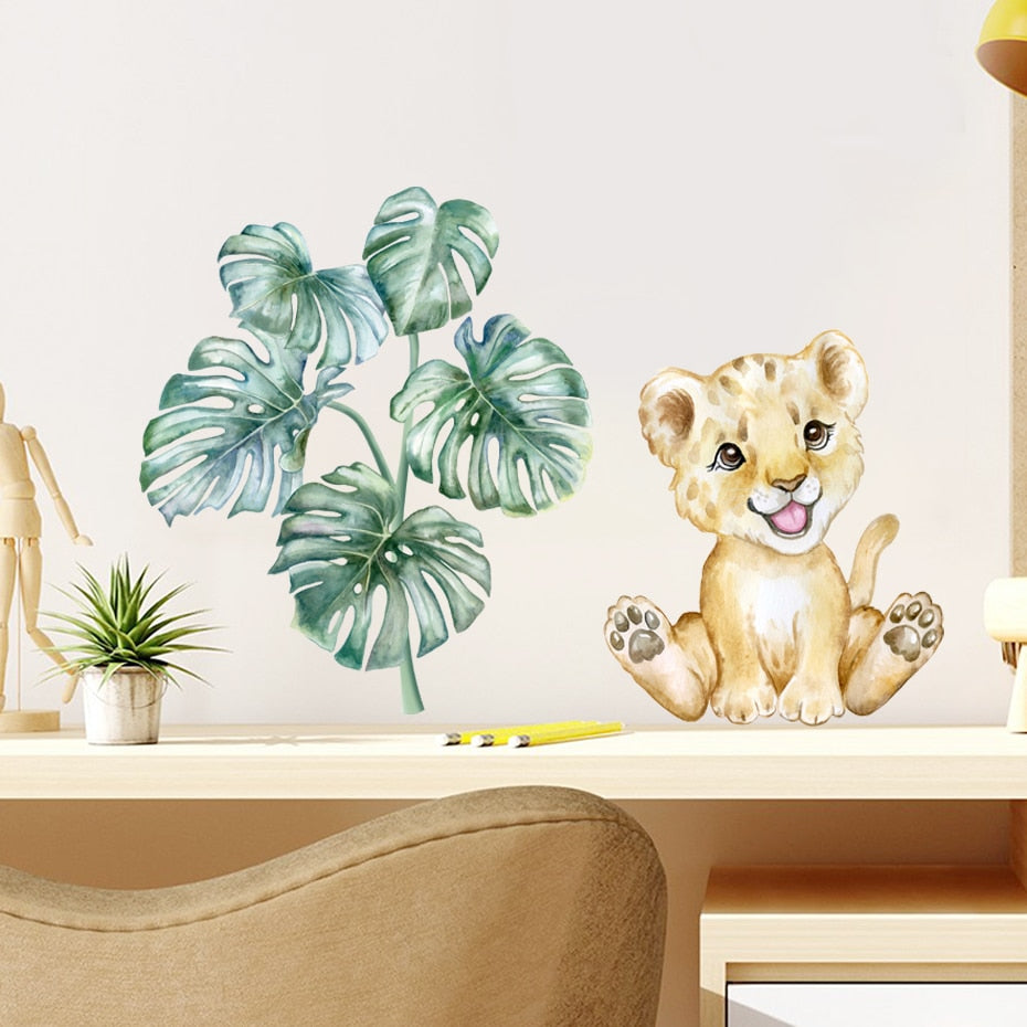 Nursery Wall Decals Plants Cute African Animals