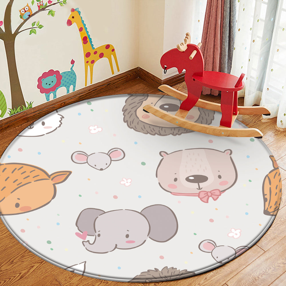 Nursery Cartoon Style Area Round Rug