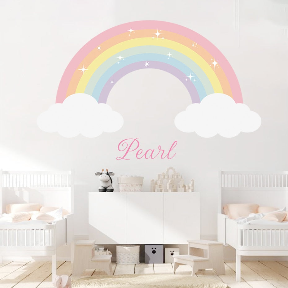 Cartoon Wall Decals Pastel Rainbow Clouds