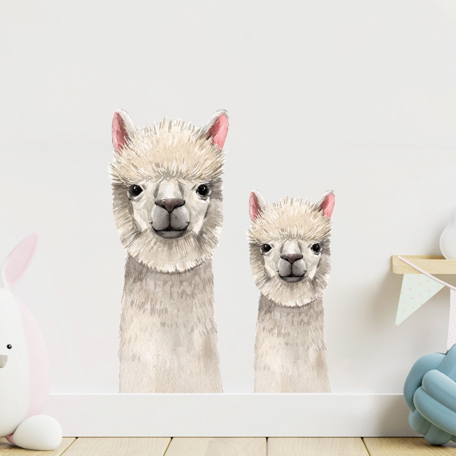 Nursery Wall Decal Cute Alpaca Giraffe