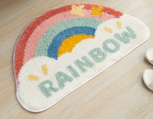 Semicircle Area Rug Cartoon Rainbows