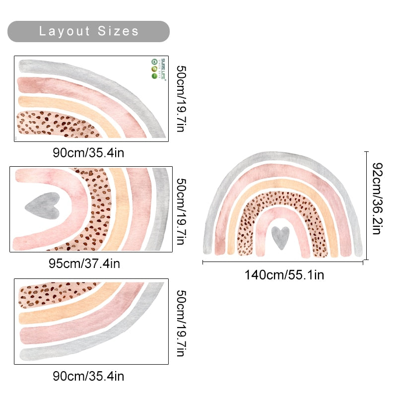 Boho Large Rainbow Colorful Wall Decal