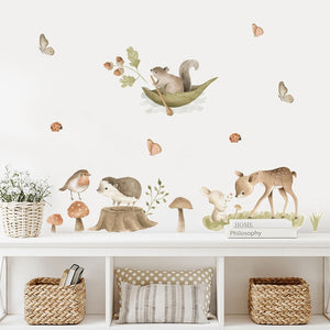 Woodland Animals Floral Wall Decals