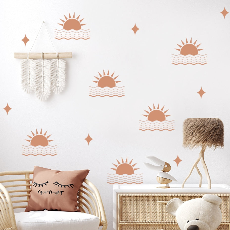 Bohemian Wall Decals Geometric Sun Wave