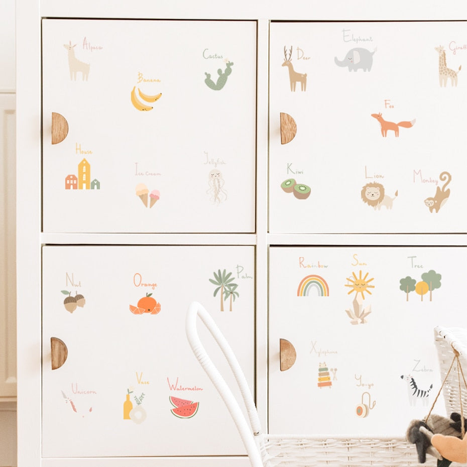 Nursery Wall Decals Animals Fruit Alphabet