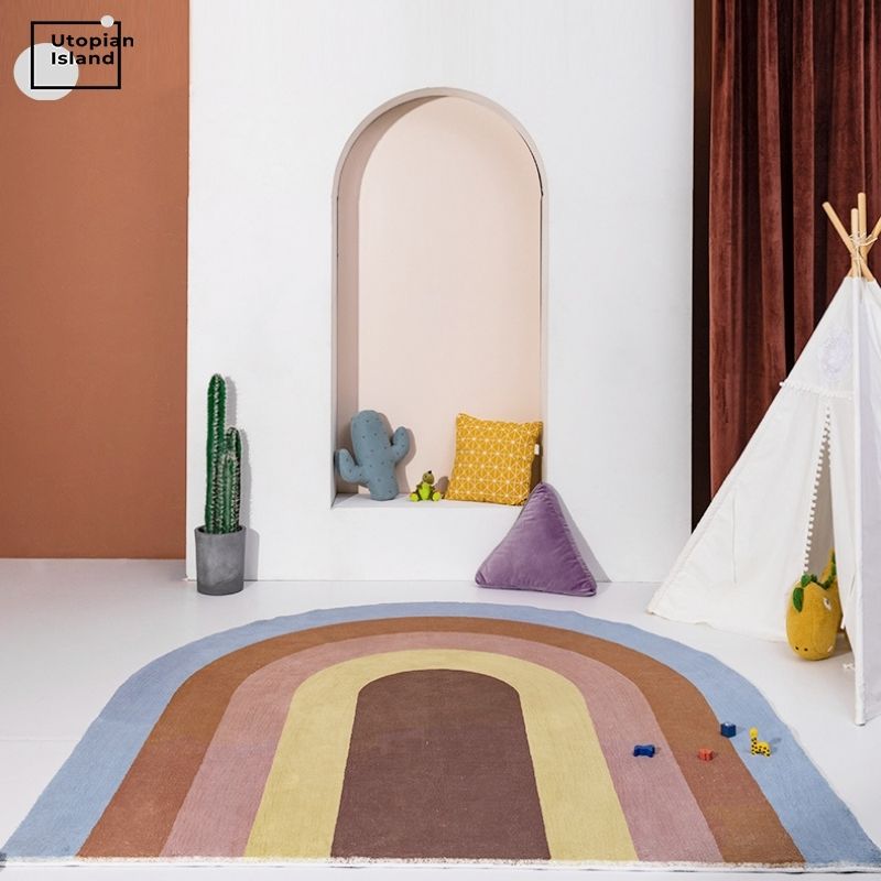Half Round Area Rug Nordic Rainbow