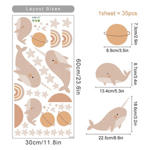 Cartoon Wall Decals Cute Space and Sea