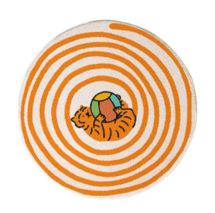 Nursery Area Round Rug Circle Tiger
