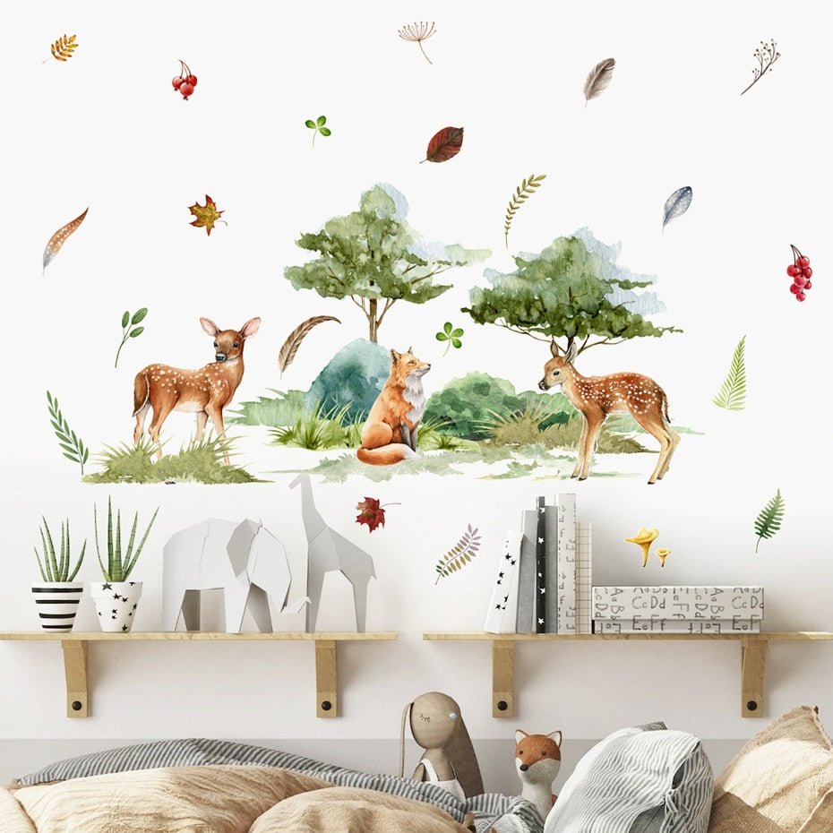 Cartoon Wall Decal Autumn Animals