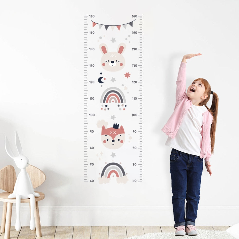 Height Measurement Wall Decals Bear Fox Rainbow