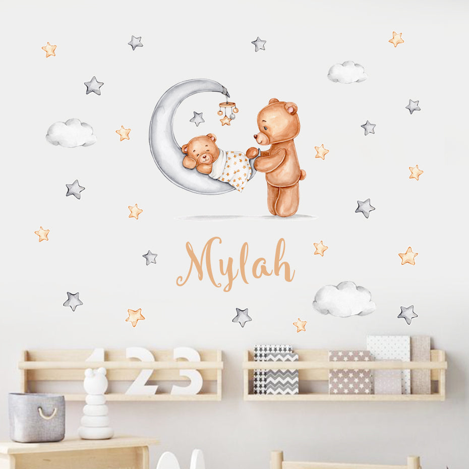 Custom Name Wall Decals Little Bear Stars