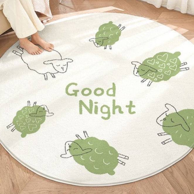 Nursery Area Round Rug Good Night