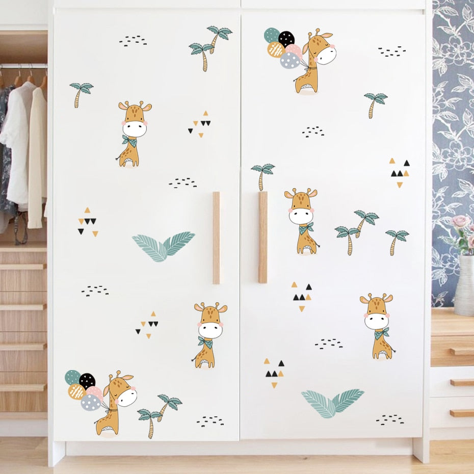 Cartoon Wall Decals Cute Happy Giraffe