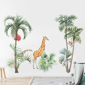 Nursery Wall Decals African Animals Tropical Tree