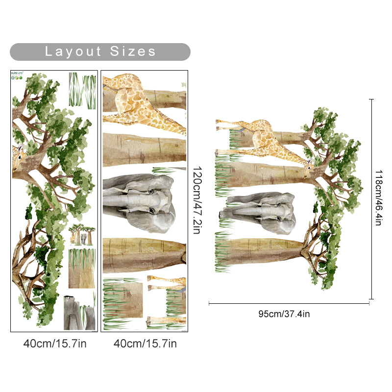 Nursery Wall Decals Large Tropical Forest Animals