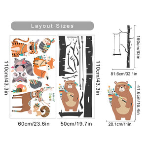 Cartoon Wall Decals Tribal Animal Tree