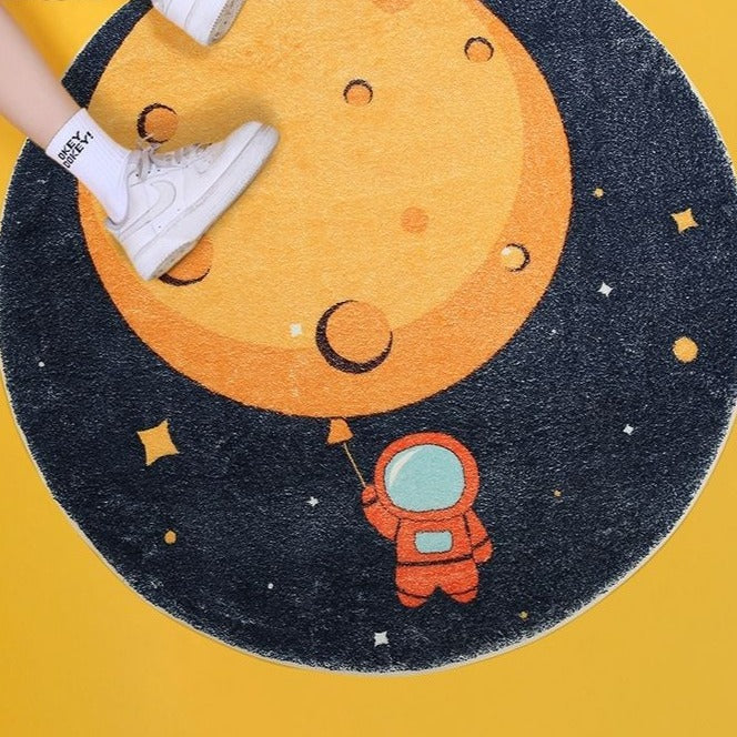 Nursery Area Round Rug Balloon Moon