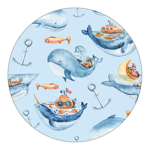 Nursery Cartoon Style Area Round Rug