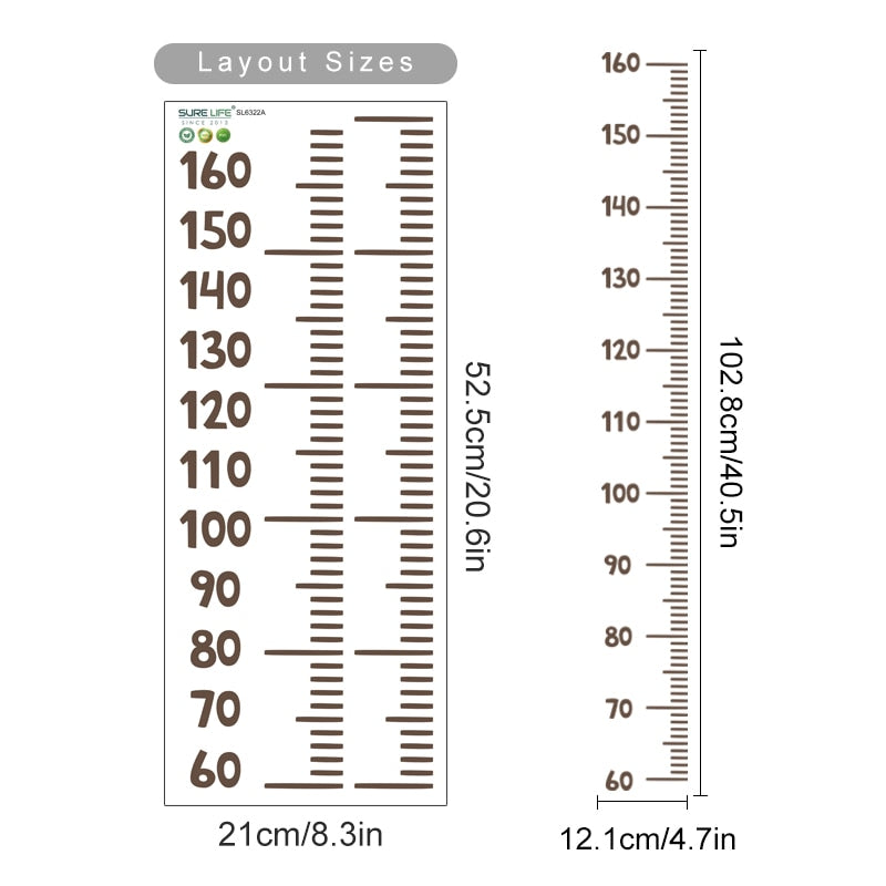 Boho Animals Height Chart Wall Decals