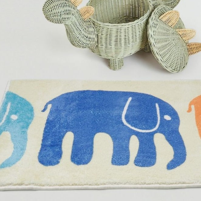 Soft Area Rug Walking Elephants