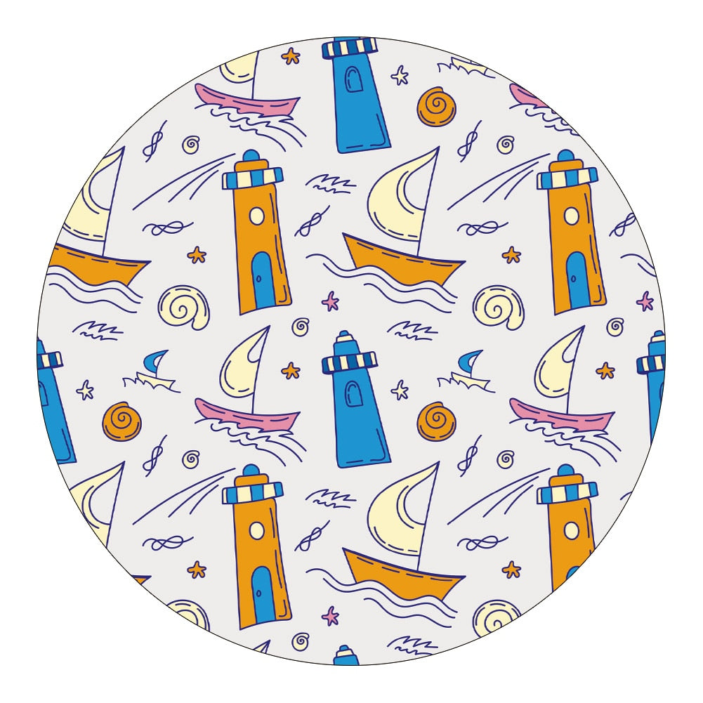 Nursery Cartoon Style Area Round Rug