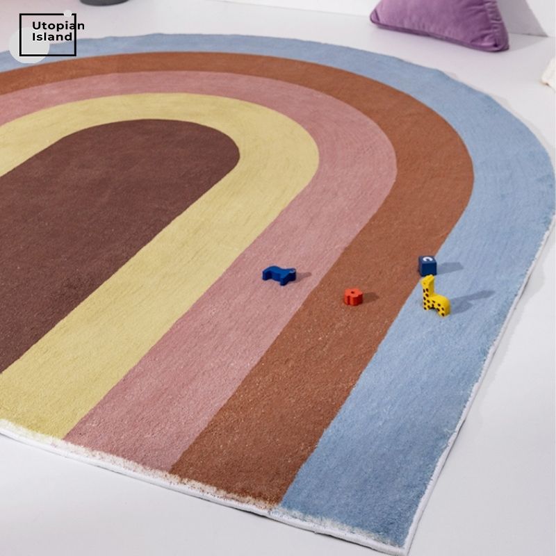 Half Round Area Rug Nordic Rainbow
