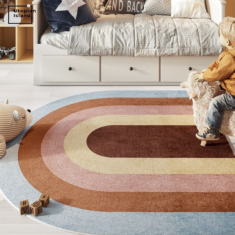 Half Round Area Rug Nordic Rainbow