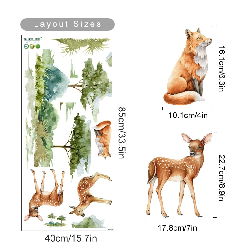 Cartoon Wall Decal Autumn Animals