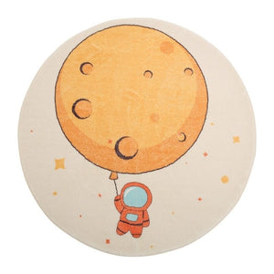 Nursery Area Round Rug Balloon Moon