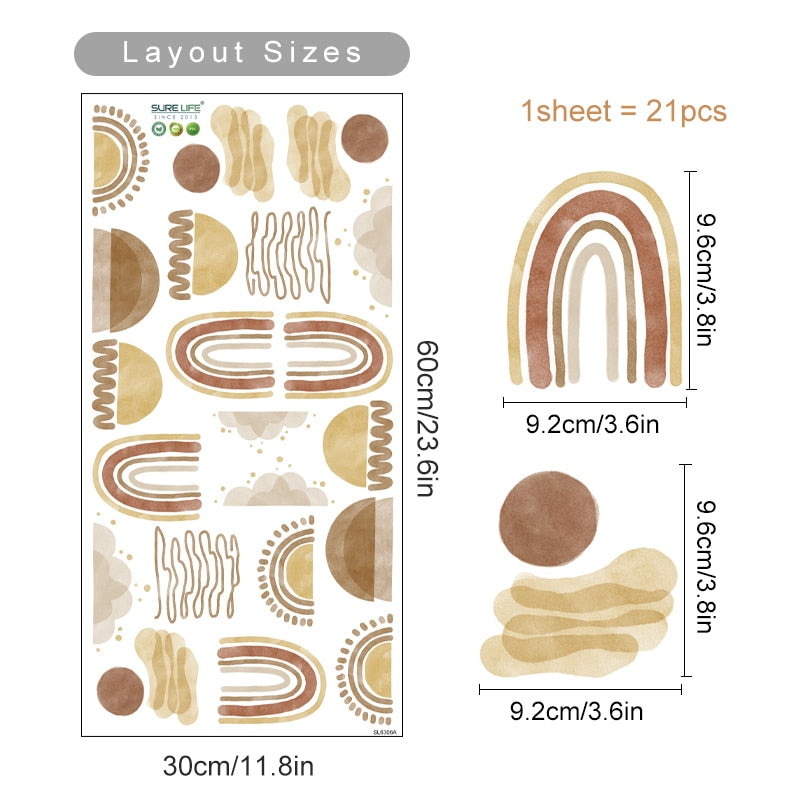 Boho Wall Decals Space Moon Sun Rainbow